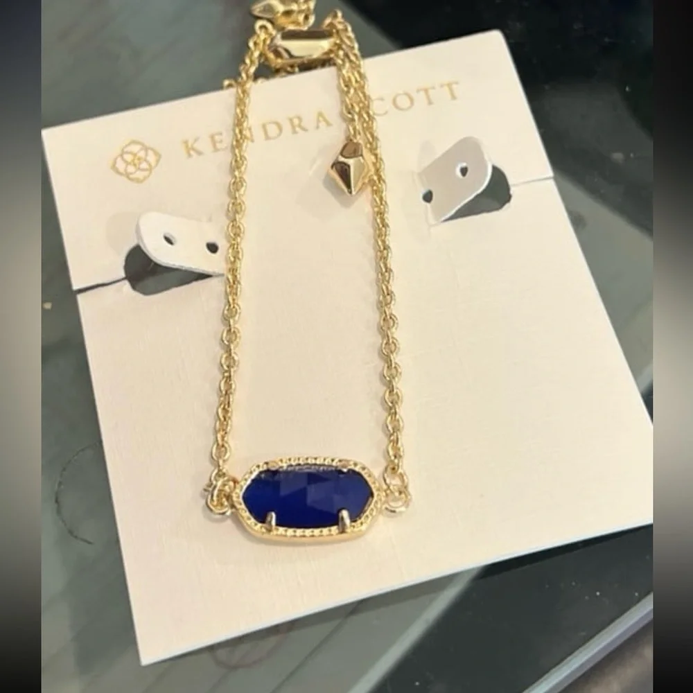 NWT Kendra Scott Elaina Gold Adjustable Chain Bracelet Cobalt Cat’s Eye